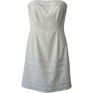 Old Navy Womens White Strapless Linen Blend Crochet Trim Sun Dress Size 8